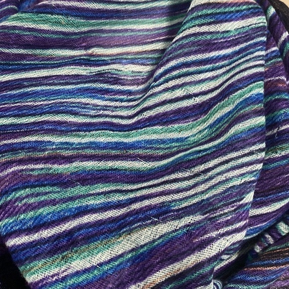 Multicolor Colorful Blue Purple Teal Black Stripe Bohemian Artsy Infinity Scarf - Picture 10 of 14